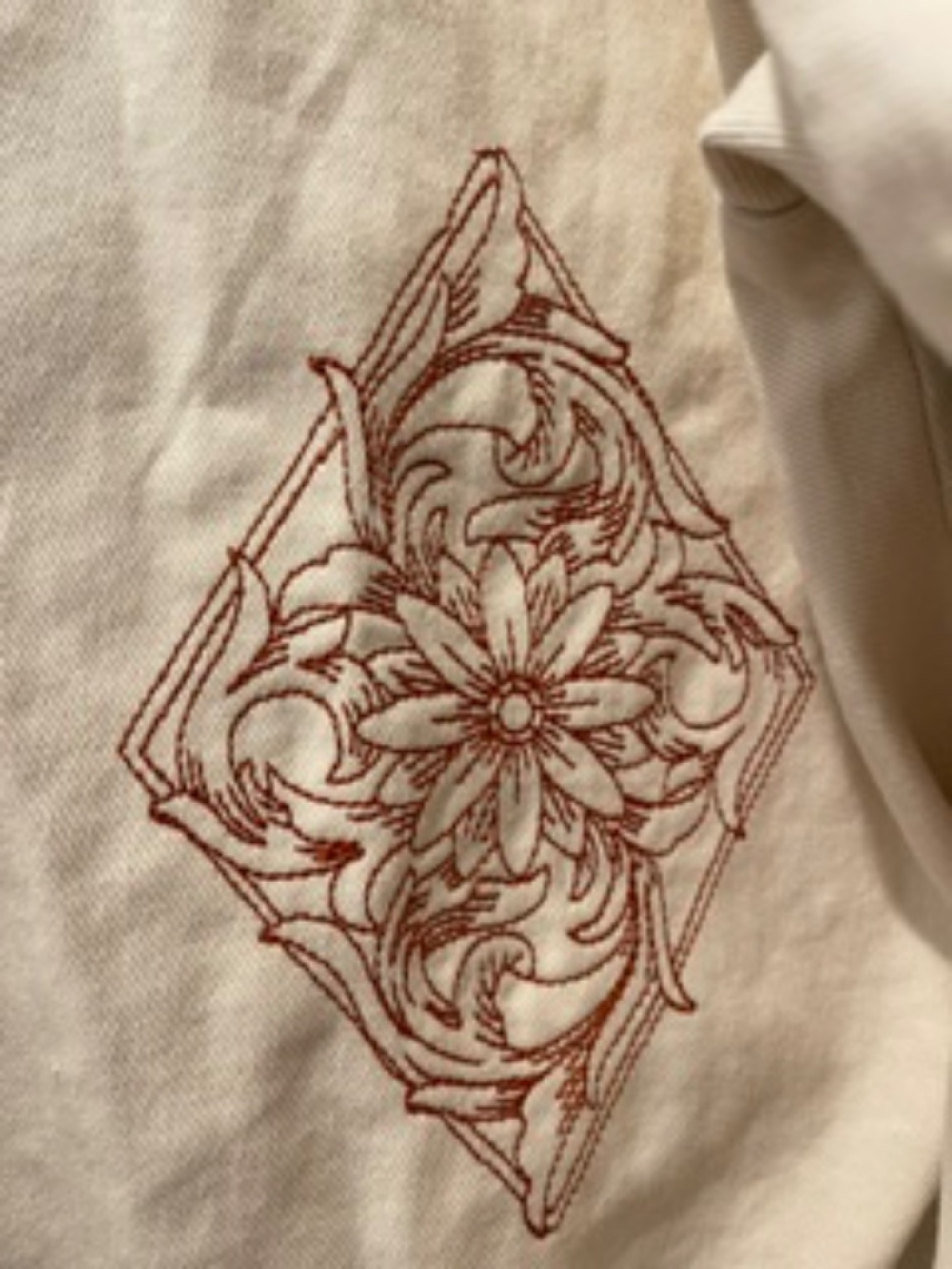 One of a Kind Embroidered Western Cream Denim Jacket L - Picture 8 of 9